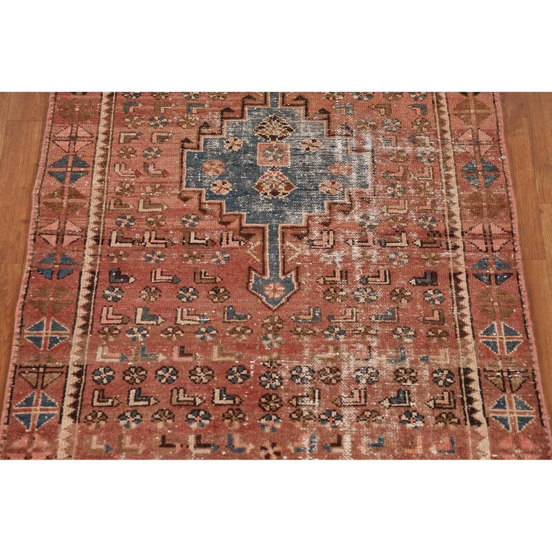 Hand Knotted Oriental 100% Wool Carpet Traditional Geometric Oranges & Rust Hamedan Area Rug - 6' 0'' X 3' 7''