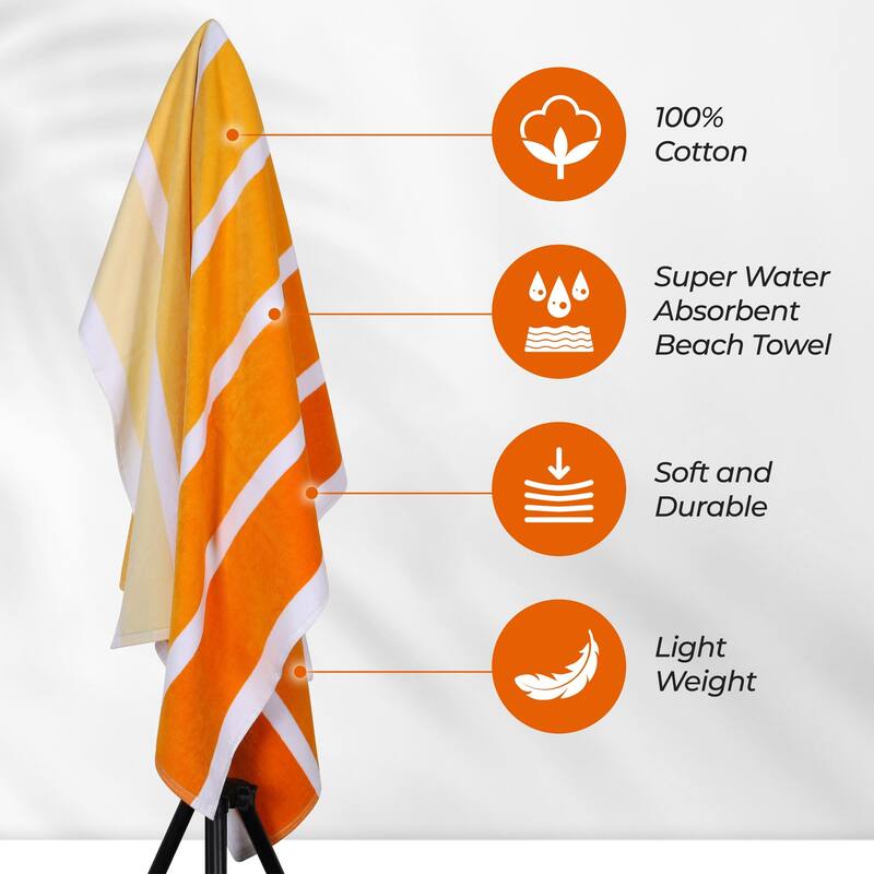 Superior Faded Stripes Cotton Velour Quick-Dry Oversized Beach Towel