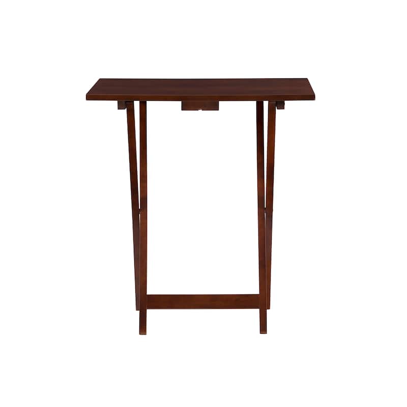 Linon Alston 5-Piece Folding TV Snack Tray Table Set with Storage