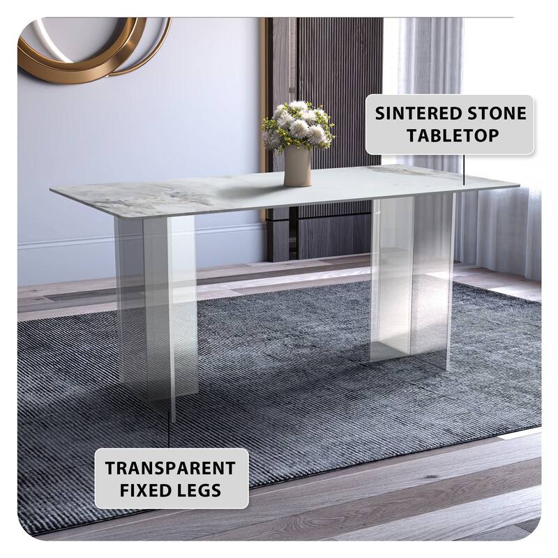 Kova Rectangular Dining Table with Sintered Stone/Glass Top