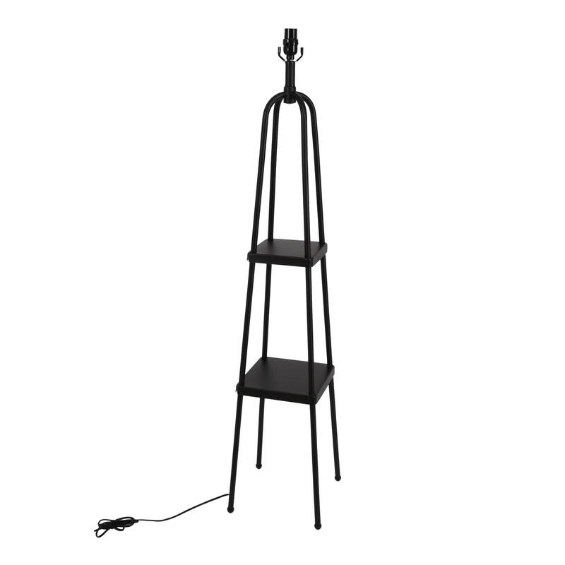 57.8'' Black Column Floor Lamp with Linen Shade(Set of 2)