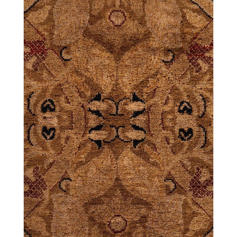 Overton Hand Knotted Wool Vintage Inspired Modern Contemporary Overdyed Brown Area Rug - 8' 2" x 10' 2"