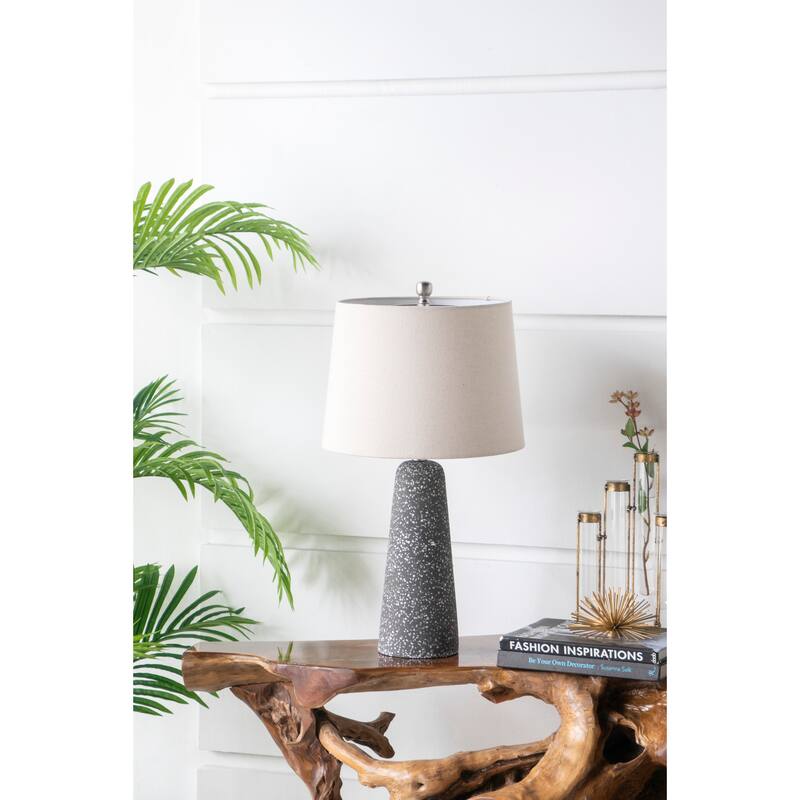 14x14x26" Modern Table Lamp with a beige drum shade for sofa sides and nightstands