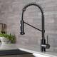 Kraus Bolden 2-Function 1-Handle Commercial Pulldown Kitchen Faucet - KPF-1610 - 18" Height with Deck Plate - MBSB - Matte Black/ Black Stainless