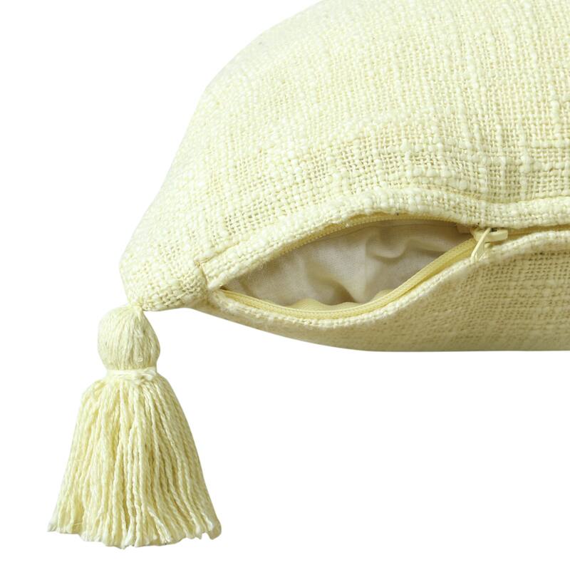Sevita Solid Cotton Throw Pillow with Tassels