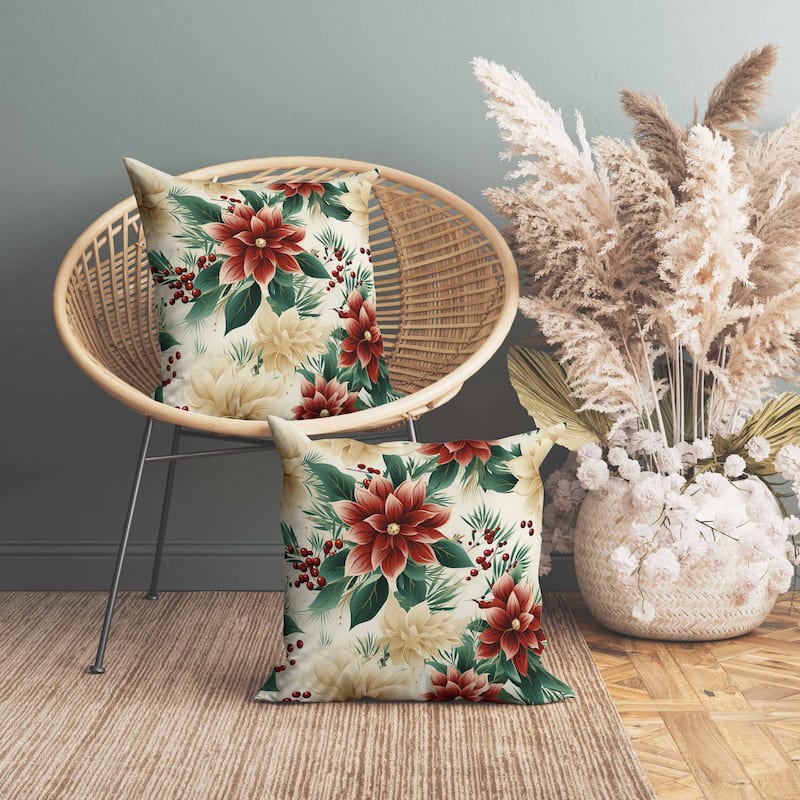 Holiday Sparkle Faux Suede Reversible Throw Pillow Red and Green