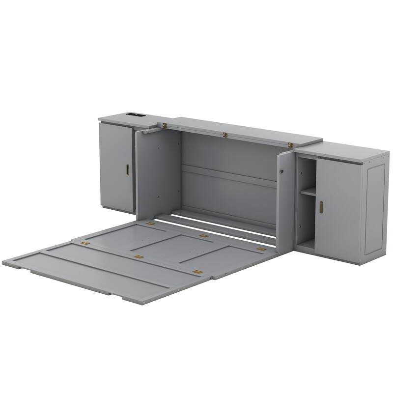 Murphy Bed with Shelves, Cabinets & USB Ports