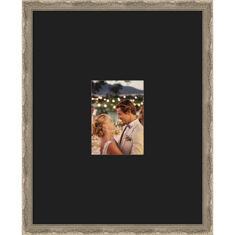 Mila Picture Frame, Photo Frame - 16x20 Matted Black 5x7 - Mila Dark Silver