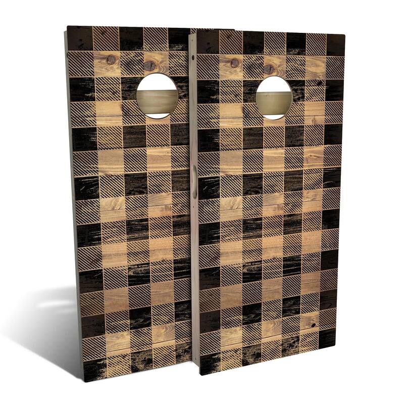 Country Living Black Checkered Outdoor Cornhole Board Set - 2x4 Boards (24" x 48") - NO Accessories