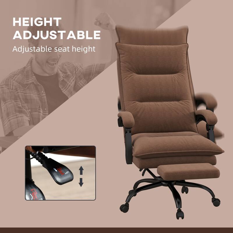 Vinsetto High Back Massage Office Chair with 6 Vibration Points, Heated Reclining Microfiber Computer Chair with Footrest