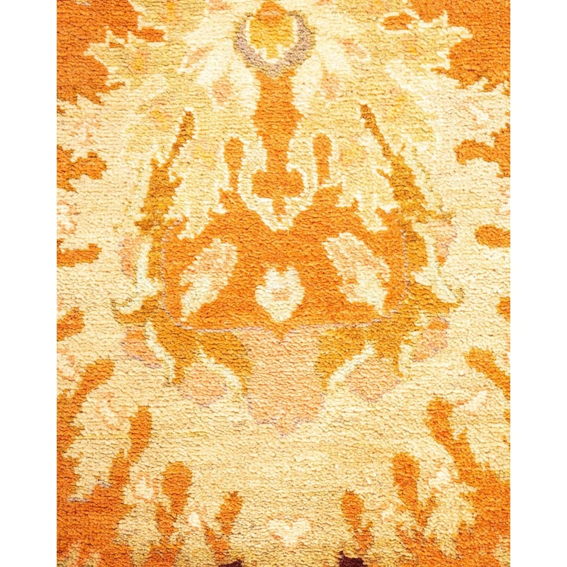Overton Hand Knotted Wool Vintage Inspired Modern Contemporary Eclectic Brown Area Rug - 6' 0" x 9' 1"