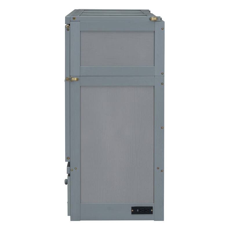 Space-Saving Full Size Murphy Bed with USB Port and Large Drawer, Gray