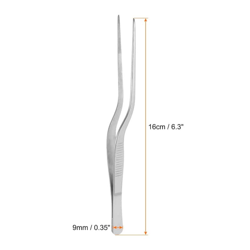2Pcs Offset Tweezer Tongs 304 Stainless Steel Kitchen Precision Tweezer - Silver - 6.3"