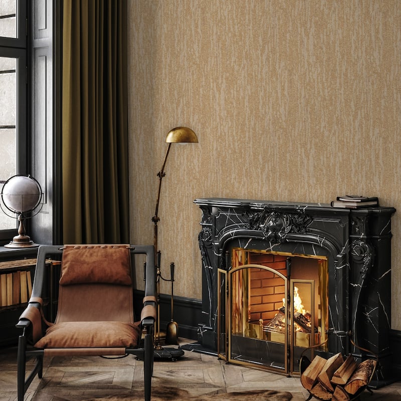 Urban Chic Metallic Accent Modern Abstract Wallpaper - Gold