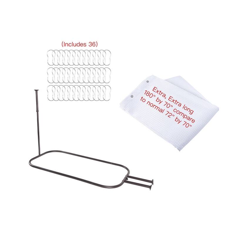 Utopia Alley Rustproof Aluminum Hoop Shower Rod 45.7x22", with White Shower Curtain 180x70" - Bronze