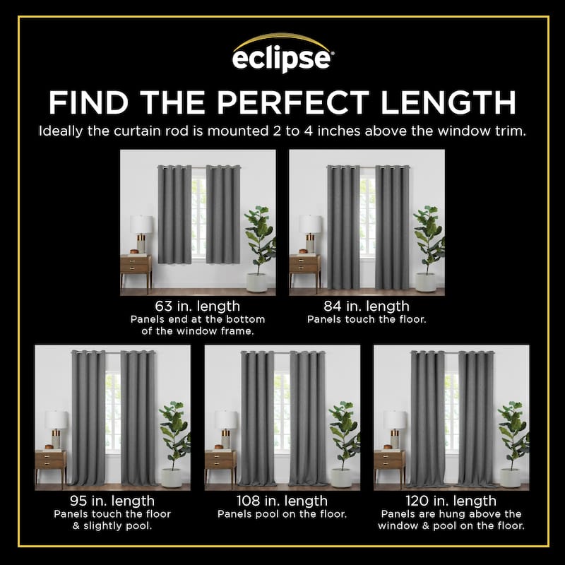 Eclipse Pembroke 100% Blackout Curtains, Faux Linen Grommet Window Curtains (2 Panels)