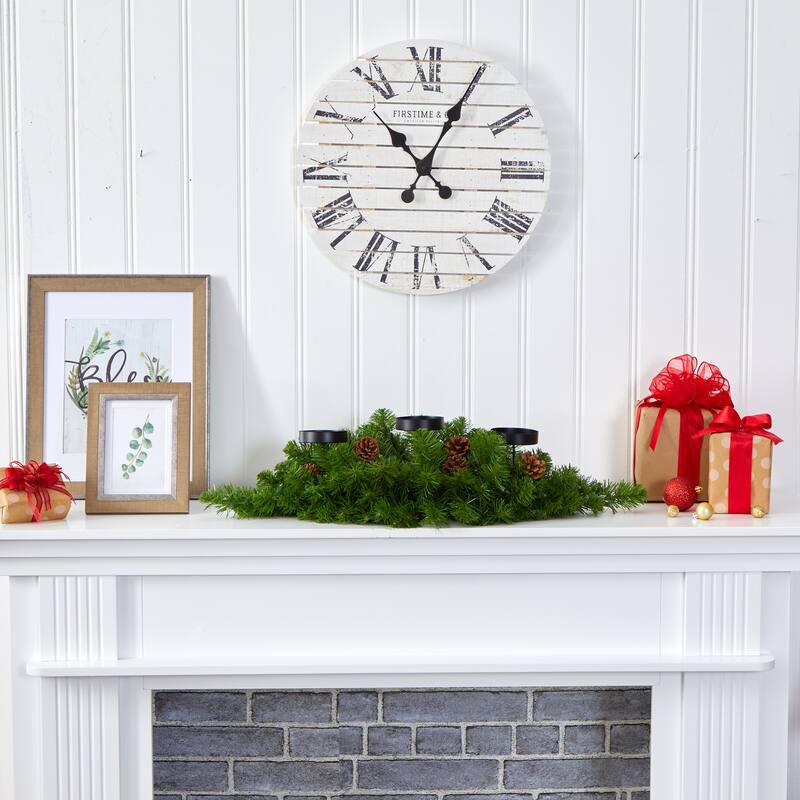 18" Pre-lit Artificial Pine with Pinecones Christmas Candelabrum