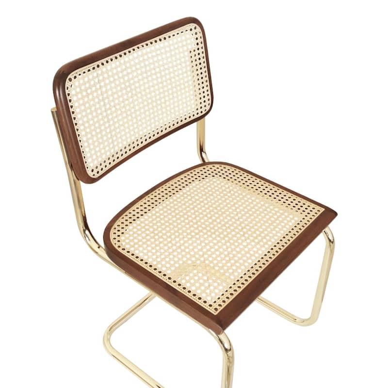 Breuer Chair Company Marcel Breuer Cesca Cane Cantilever Side Chair w/ Brass Steel Frame (Various Wood & Cane Colors)