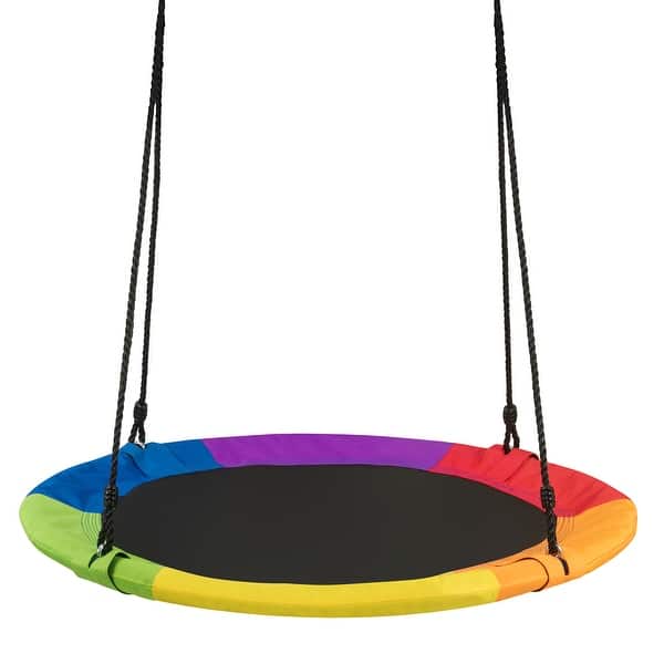 slide 2 of 7, Costway 40'' Flying Saucer Tree Swing 900D Round Swing w/ Multi-ply - See Details Colorful - See Details