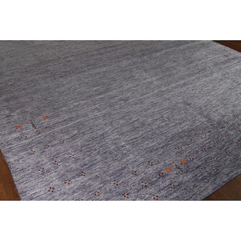 Hand Knotted Oriental 100% Wool Carpet Tribal Tribal Navy Blue & Blues Gabbeh Area Rug - 12' 1'' X 9' 1''