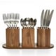 preview thumbnail 2 of 6, Acacia Wood Utensil Holder 13 x 4.5 x 4.7 in 3-Section Countertop Caddy with Bottom Tray Kitchen Organizer - 13 x 4.5 x 4.7 in