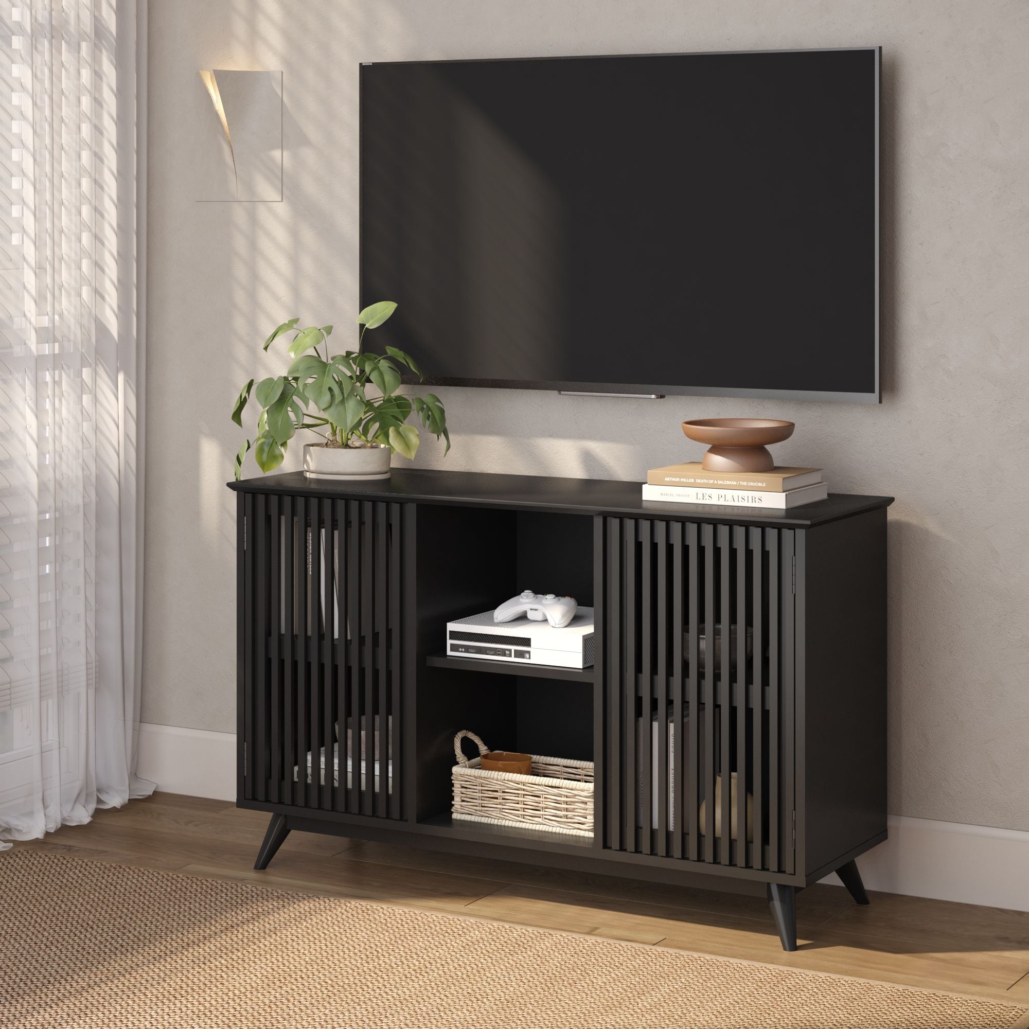 Mid-Century Modern 2-Door TV Stand - On Sale - Overstock - 42892501
