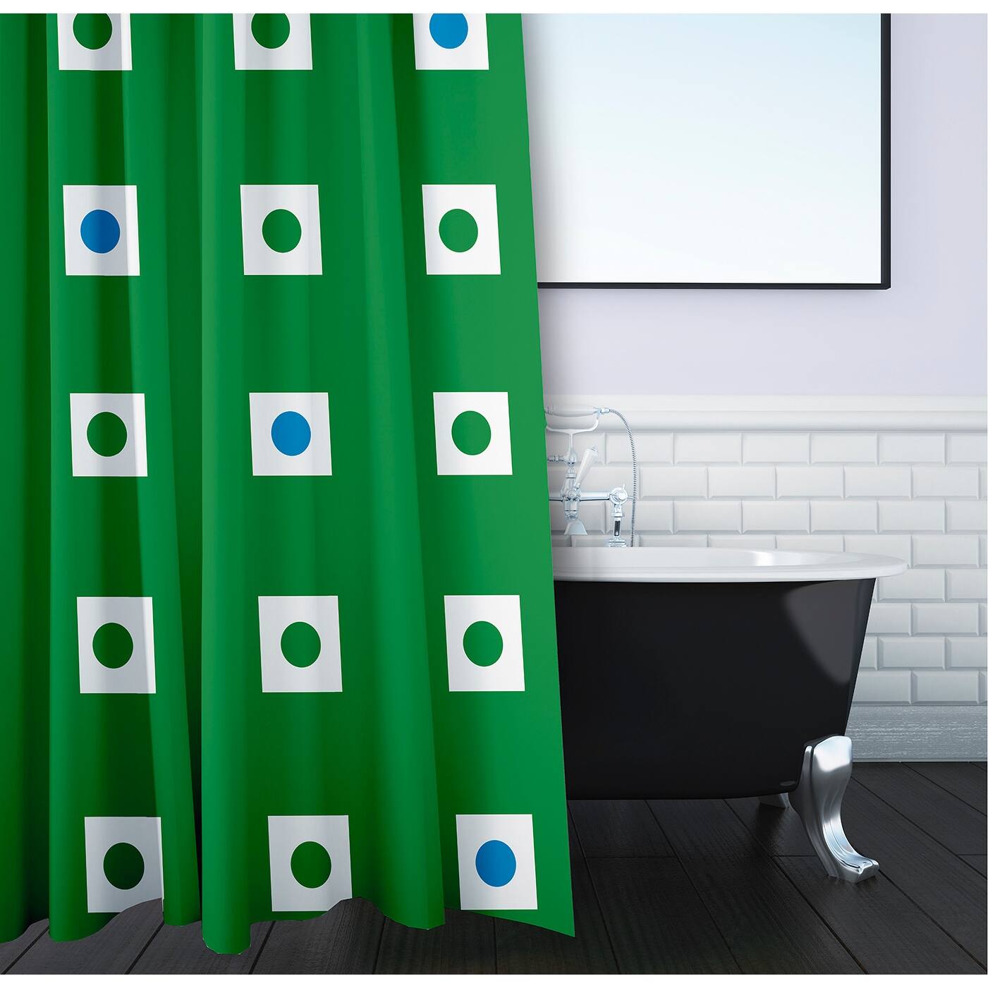 Abstract Checkerboard Geometric Pattern Shower Curtain Bed Bath