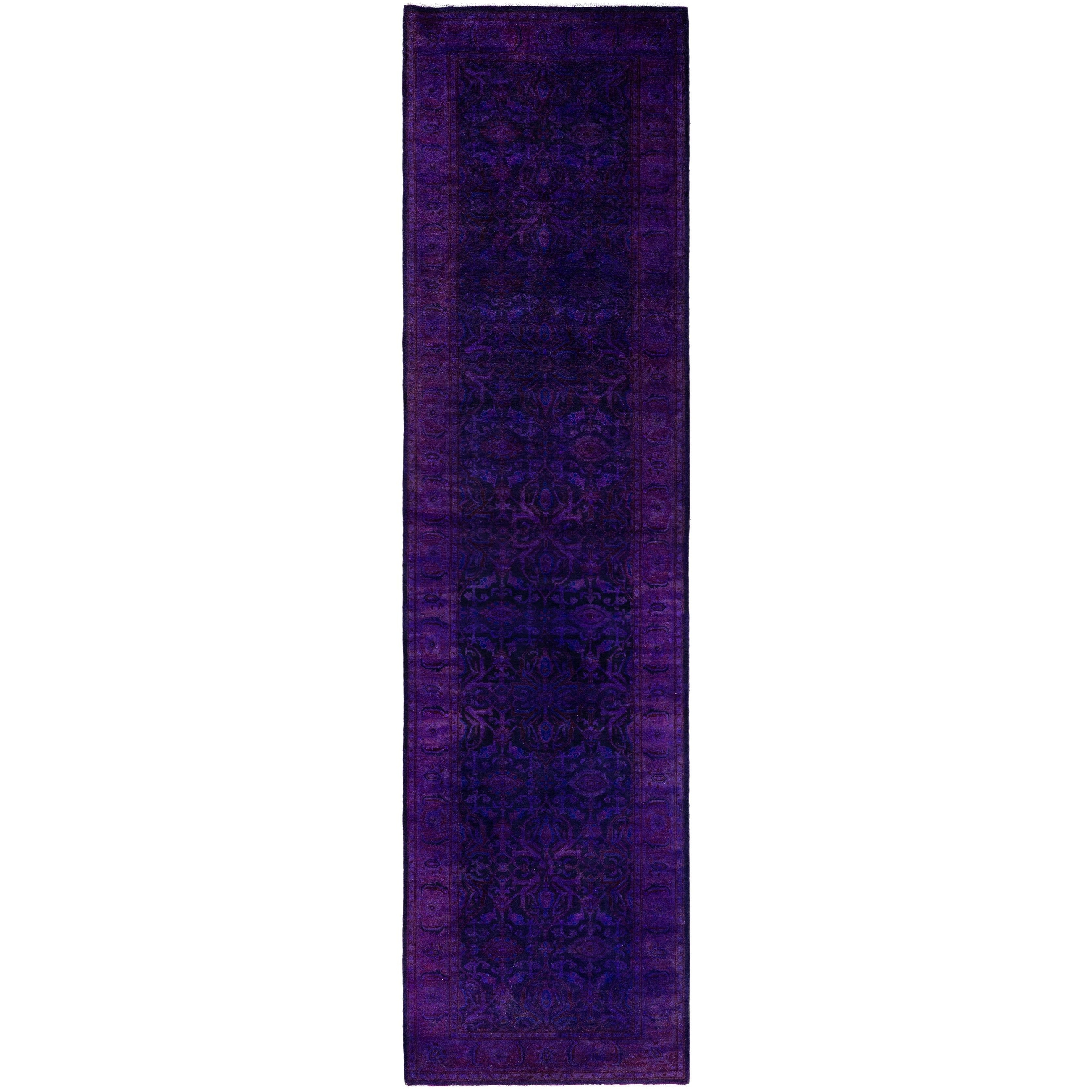 Overdyed One-of-a-Kind Hand-Knotted Runner Rug - Purple - 2' 6" x 10' 3"