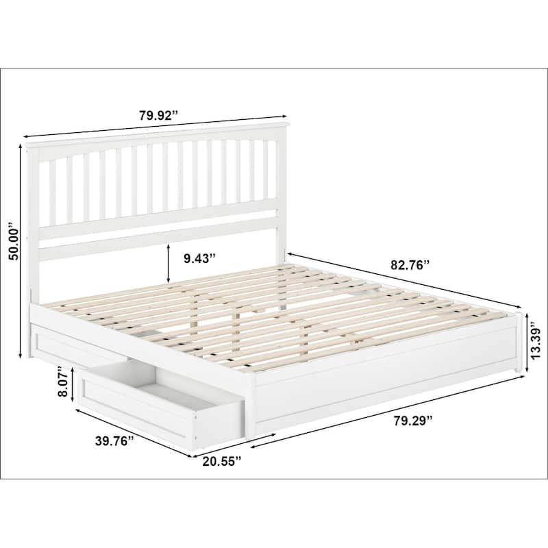 Everett Platform Bed with Panel Footboard and Storage Drawers