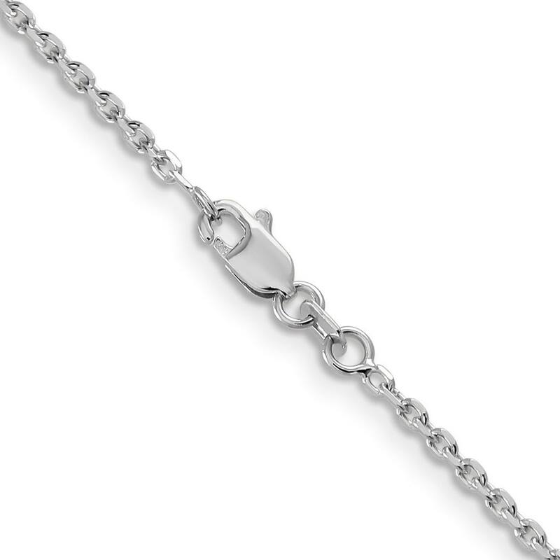 Curata 14k White Gold Solid 10" 1.65mm Solid Diamond-cut Cable Chain Ankle Bracelet (Lobster-claw)