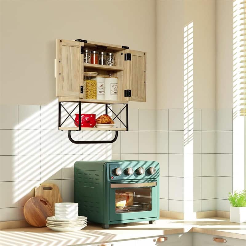 Wood Wall Mounted Storage Cabinet - 7.1"D x 15.3"W x 22.8"H
