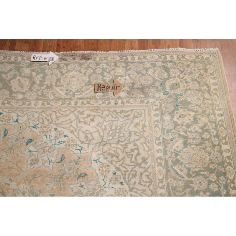 Muted Najafabad Vintage Persian Area Rug Hand-Knotted Wool Carpet - 9'10" x 12'8"