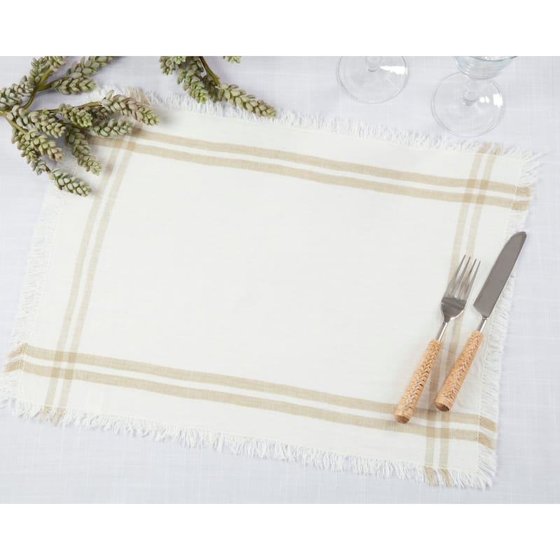 Trendy Fringed Stripe Placemat (Set of 4) - 13"x19"