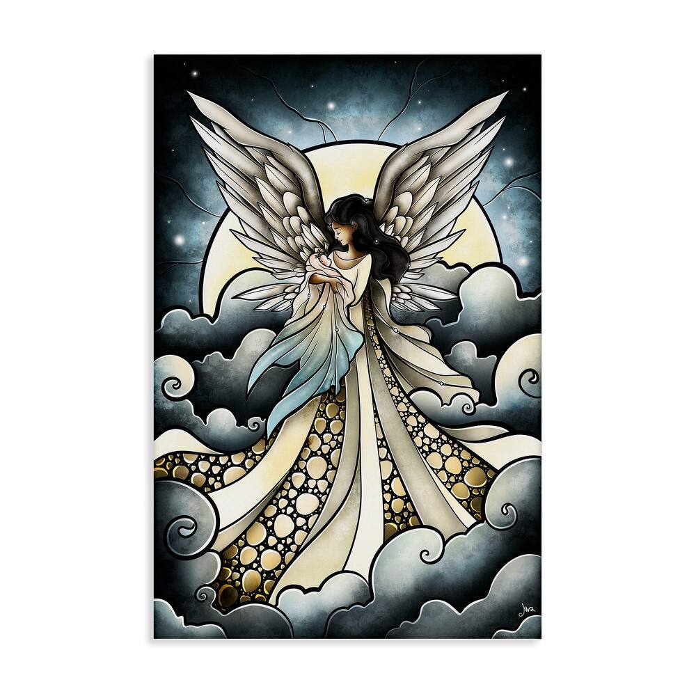 Stupell Classic Angel & Baby in Clouds Canvas Wall Art Design By Mandie Manzano