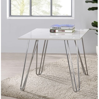 Anabel White and Chrome Hairpin Leg Square End Table On Sale Bed Bath Beyond 33988488