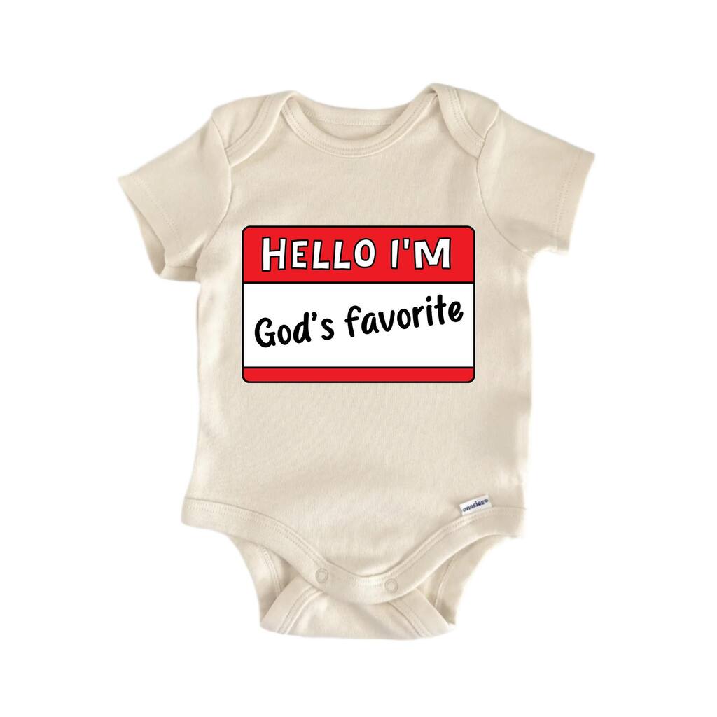 Hello I'm God's Favorite Jesus Religious God Christian - Baby Boy Girl Clothes Bodysuit