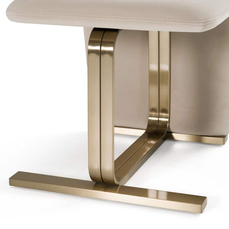 Modrest Tasha Modern Light Beige Grey Velvet & Brushed Brass Dining Chair (Set of 2)