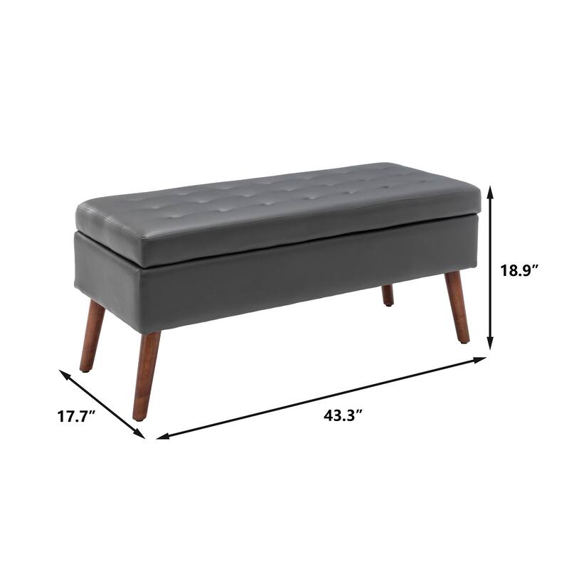 Comfortable Ottoman Bench Entryway Footrest Seat for Living Room, Storage Bench Hallway Stool with Safety Hinged Flap