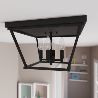 Hunter Laurel Ridge 4-Light Flush Mount Ceiling Light - Entry, Hallyway, Bathroom - Modern Farmhouse, Industrial - Damp Rated!