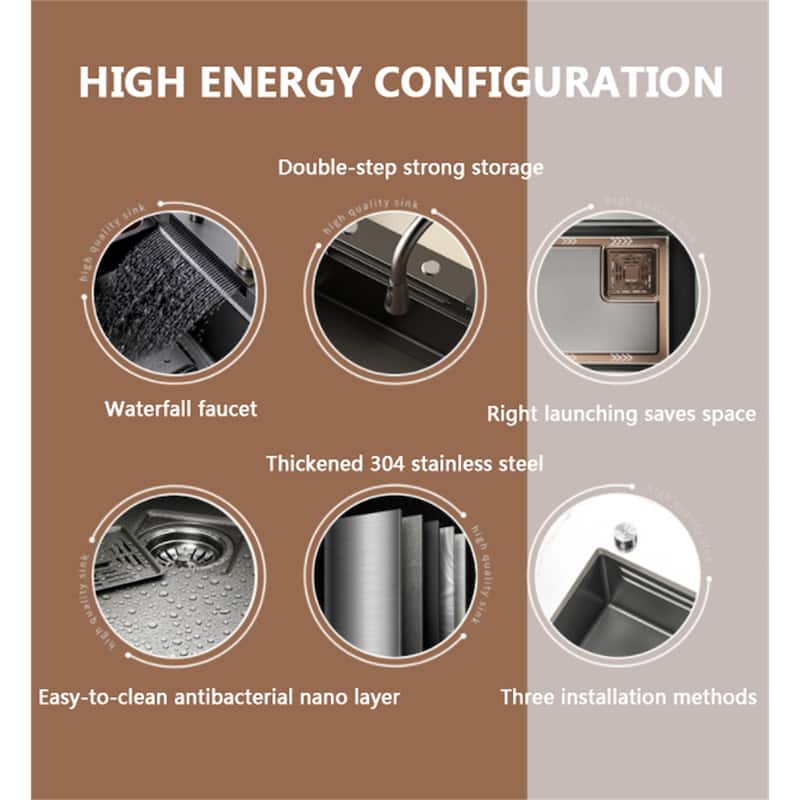 Undermount Black Single Bowl Stainless Steel Kitchen Sink