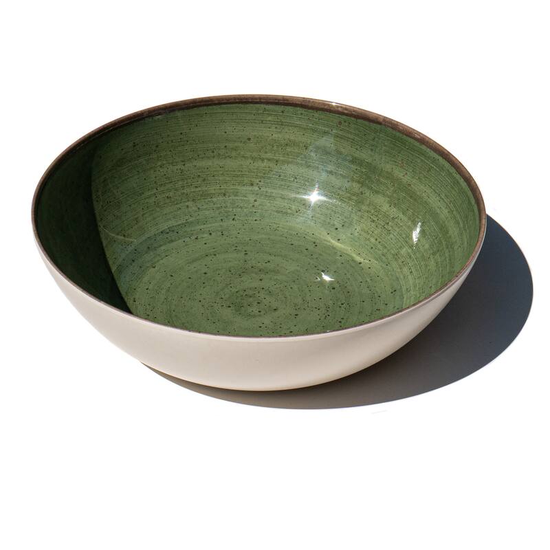 Abode Homewares Retreat Pottery Melamine Serving Bowl - Green - 13.5" - Green