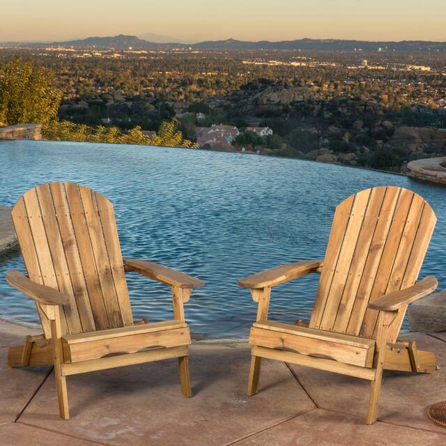 Hanlee Outdoor Rustic Acacia Wood Folding Adirondack Chair (Set of 2) by Christopher Knight Home - Natural Stained