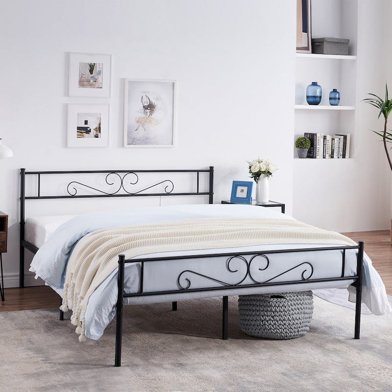 Tamika 3-pieces Metal Bed Frame Tempered Glass Nightstands Set
