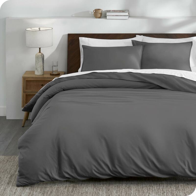 Bare Home Organic Cotton Jersey Duvet Cover Set - Grey - King
