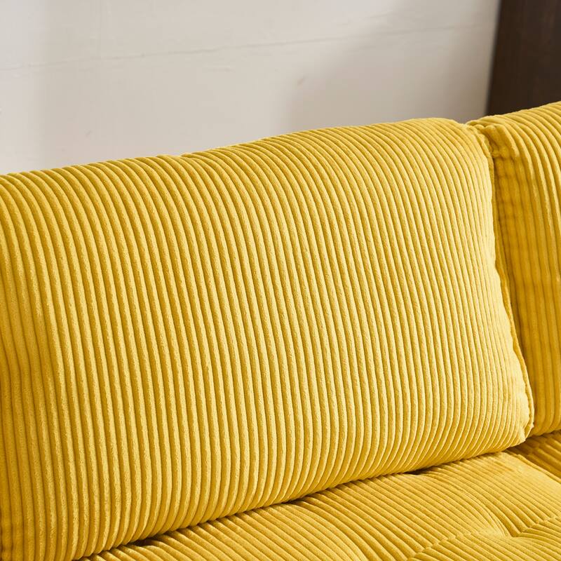 Ergonomic Lounge Modular Couch Corduroy Sectional Sofa with Deep Seat Ottoman Chaise and High-Rebound Thick Cushions