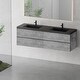preview thumbnail 18 of 32, ABRUZZO Single Sink Wall Mount Floating Bath Vanity in Cement Grey with Black Quartz Sand Surface Top - 24"