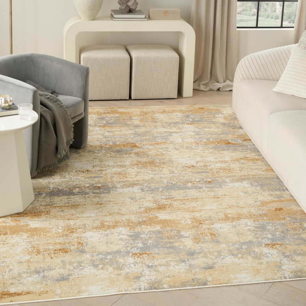 Nourison Grafix Indoor Beige Abstract Area Rug