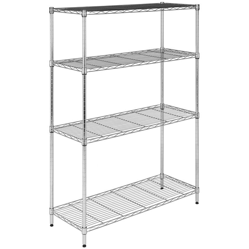 SAFAVIEH Storage Gisele 4-Tier Heavy Duty Commercial Chrome Wire Shelf - 35" x 13.4" x 53" - 35Wx13Dx53H