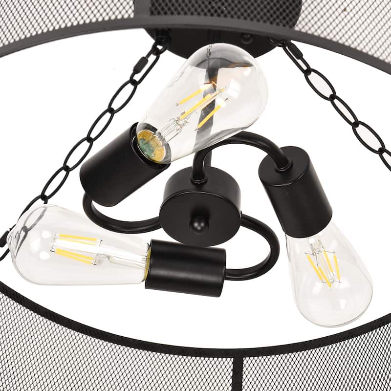 3-Light Semi Flush Mount Light - Matte Black
