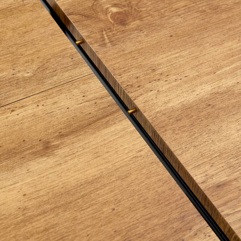 7-Piece Round Dining Set with Extendable Dining Table, Wood Kitchen Table Set with 6 PU Chairs for Dining Room